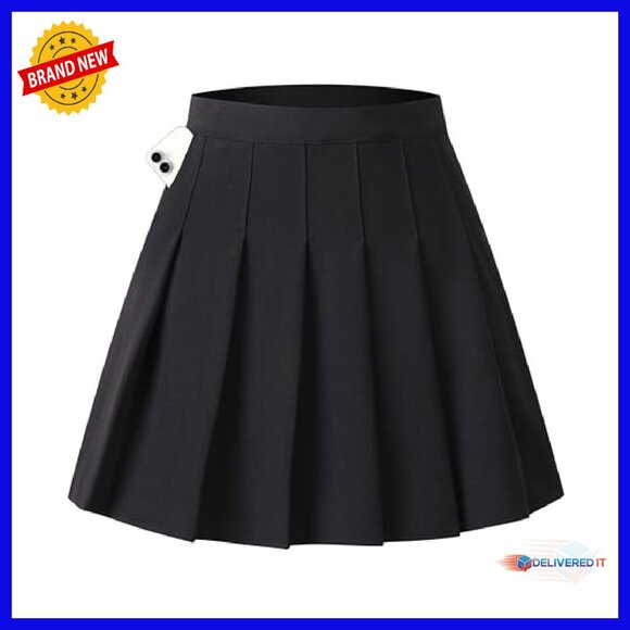 Pleated A-Line Mini Skirt Elastic Waist Stretchy Fabric XS-3XL - Picture 2 of 7